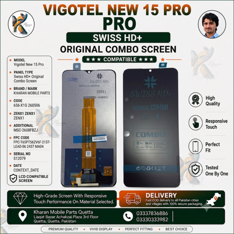 Vigotel New 15 Pro LCD Panel Touch + LCD Complete  | Premium Quality Display
