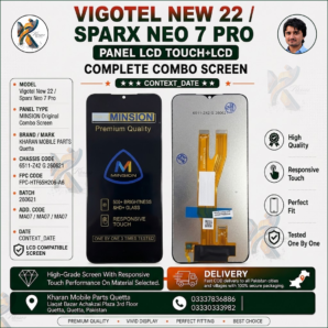 Vigotel New 22 / Sparx Neo 7 Pro LCD Panel Touch + LCD Complete Combo Screen Replacement | Compatible Display